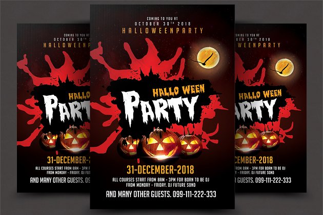 疯狂万圣节海报模板 Halloween Party Flyer