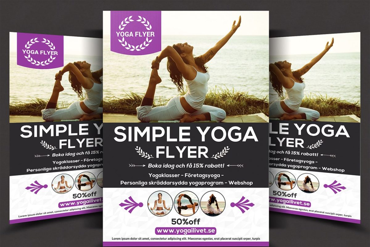 瑜伽海报设计模板 Simple Yoga Flyer