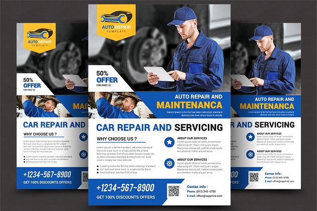 汽车维修海报设计 Car Repair Service Flyer