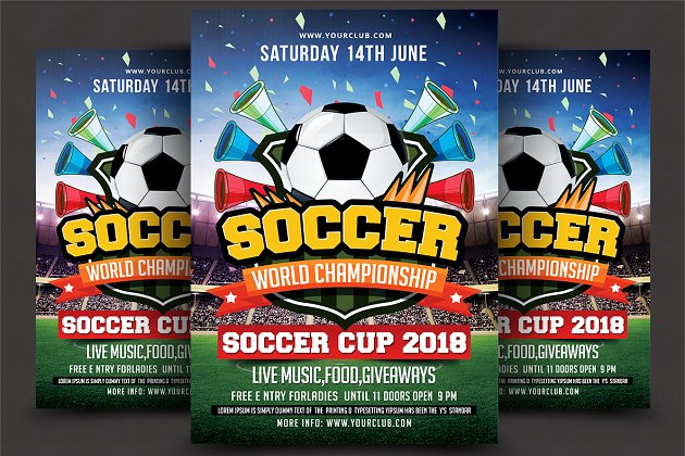 世界足球锦标赛宣传单模板 Soccer World Championship Flyer