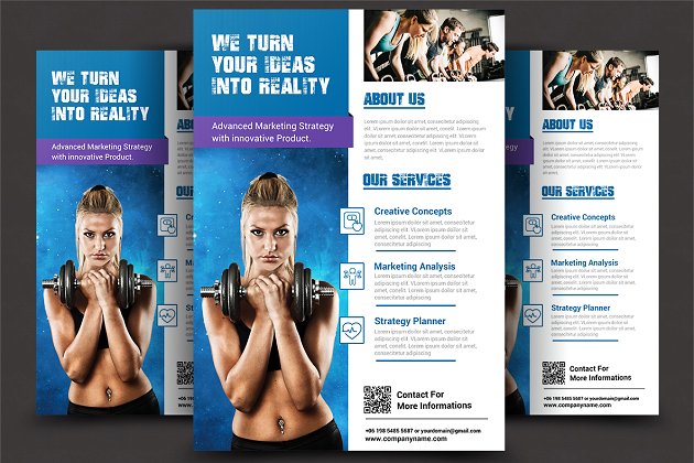 健身海报设计图片模板 Fitness Flyer