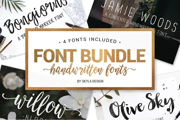 字体包手写脚本 Font bundle Handwritten Scripts