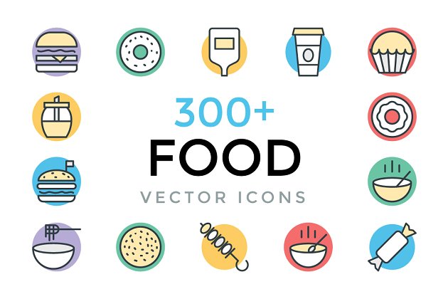 300+食物矢量图标 300+ Food Vector Icons