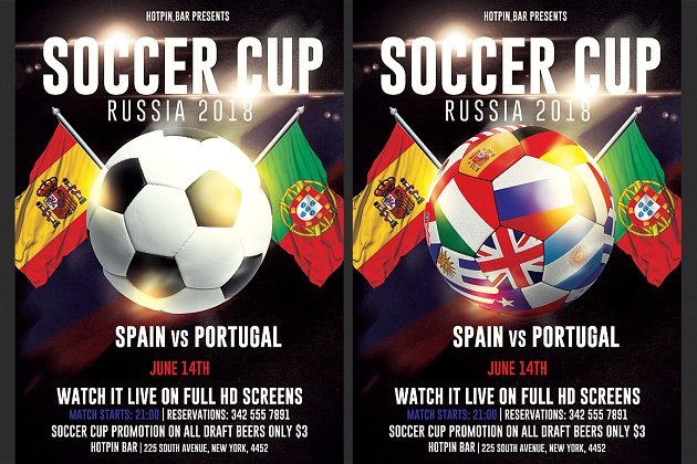 世界杯足球比赛宣传海报模板 Football World Cup 2018 Flyer