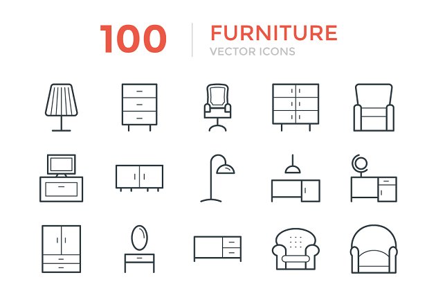 家具图标素材 100 Furniture Vector Icons