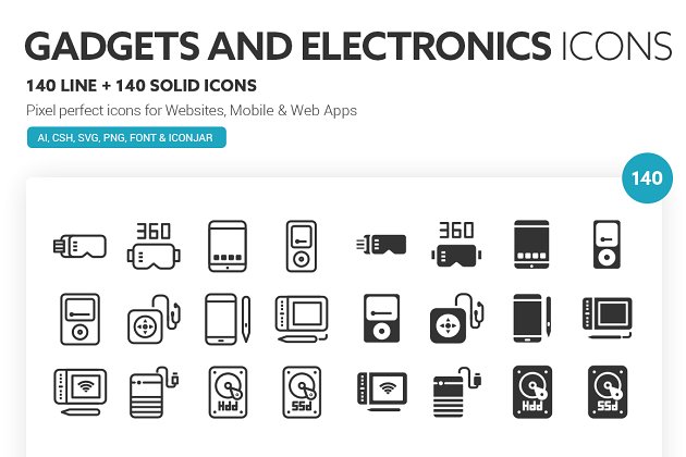 电子设备图标下载 Gadgets and Electronics Icons