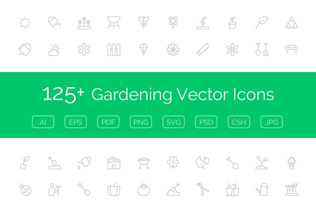 绿色环保图标 125+ Gardening Vector Icons