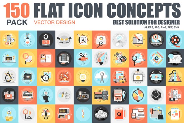 扁平化概念图标素材 Flat Icons Concept