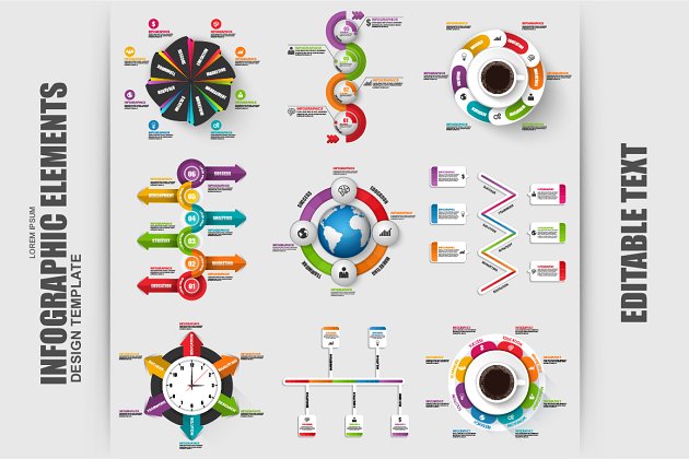 一组业务信息图形元素 Set of Business Infographic Elements