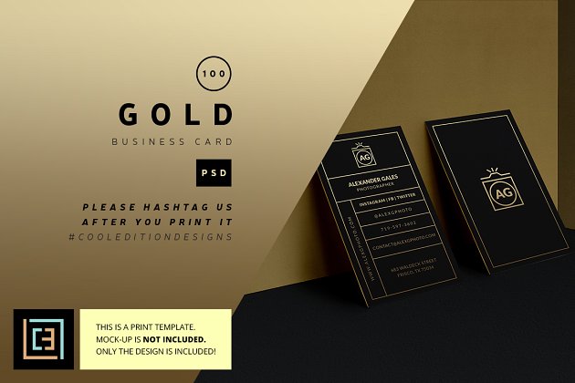 高端商业名片模板 Gold – Business Card 100