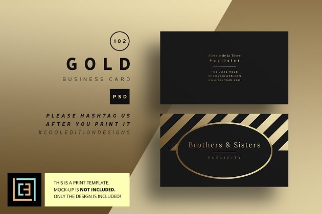 奢华风商业名片模板 Gold – Business Card 102