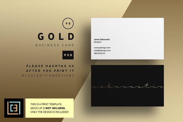 金色高端名片设计模板 Gold – Business Card 98