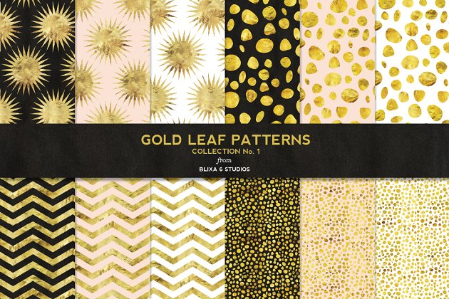 烫金树叶背景纹理1 Gold Leaf Digital Patterns No. 1