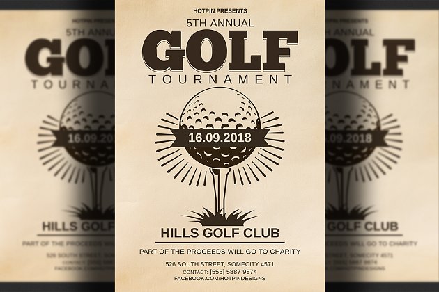 经典高尔夫海报制作 Golf Tournament Flyer Template