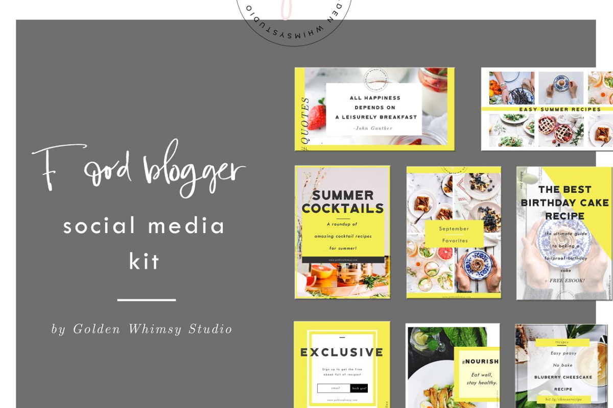 美食相关的社交广告模板 Food Blogger Social Media Kit