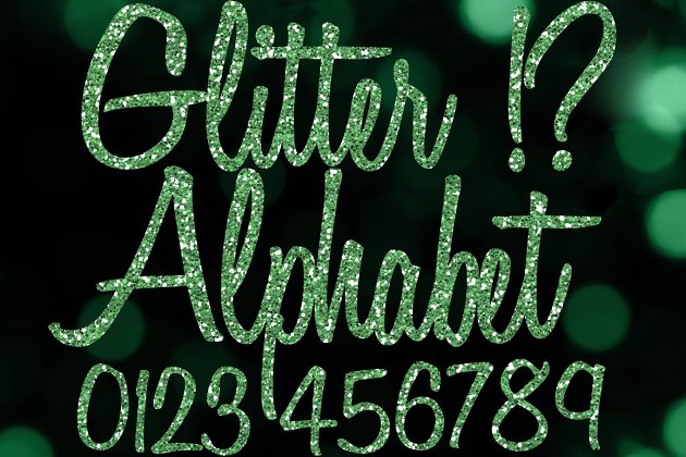 绿色闪光字母剪贴画 Green Glitter Alphabet Clip Art