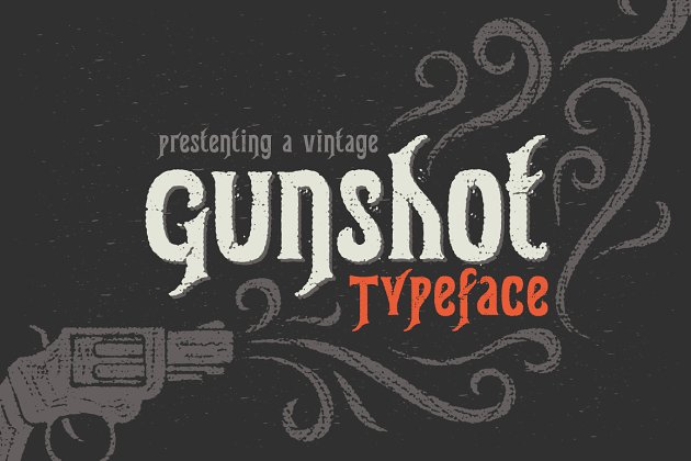 怀旧字体设计 Gunshot vintage font