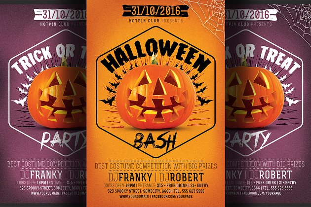 万圣节派对宣传单设计 Halloween Bash Party Flyer