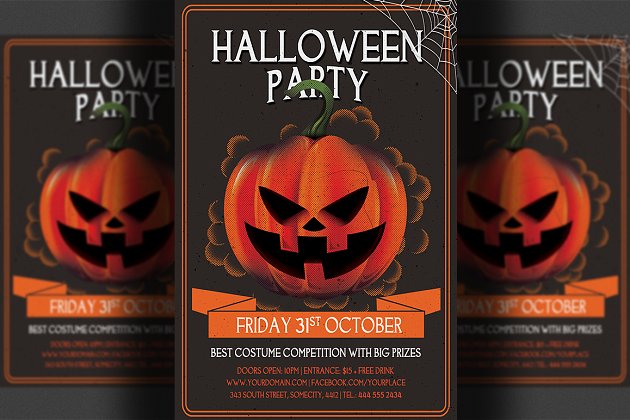 万圣节派对海报设计 Halloween Party Psd Flyer