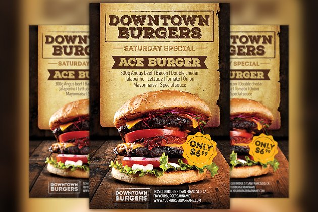 汉堡特别宣传单模板 Hamburger Special Flyer Template