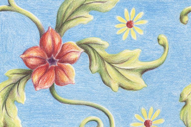 无缝手绘花卉图案 Seamless Hand Drawn Floral Pattern 1