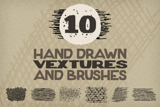 10个手绘纹理素材笔刷 10 Hand Drawn Vextures and Brushes
