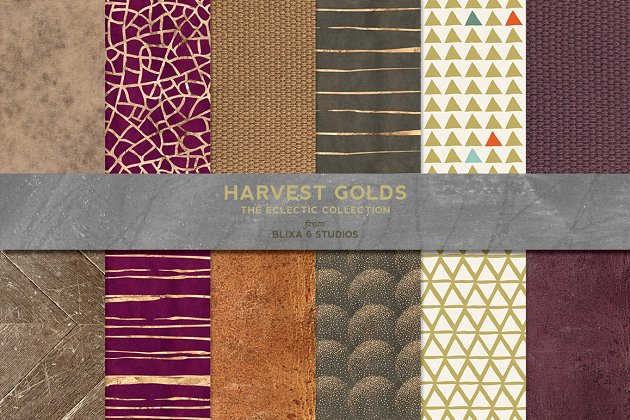 金箔图案背景纹理 Harvest Golden Patterns & Textures