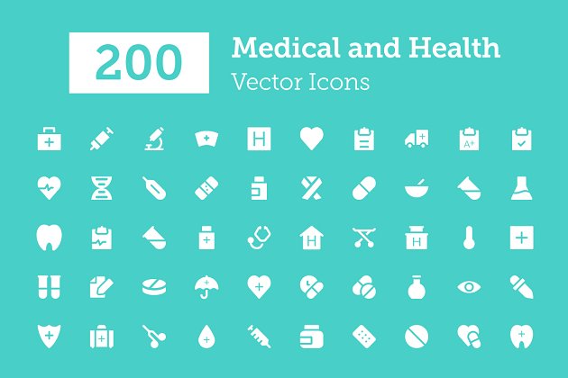 200个医学健康图标 200 Medical and Health Vector Icons