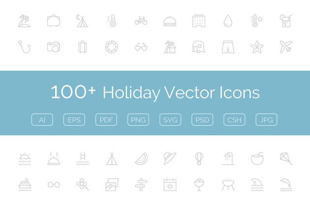 度假矢量图标 100+ Holiday Vector Icons