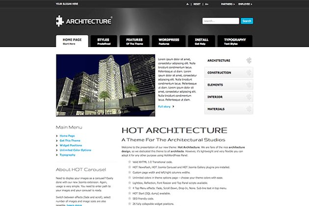 建筑博客网站模板 Hot Architecture