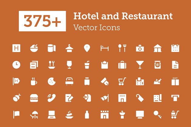 375+酒店和餐厅图标下载 375+ Hotel and Restaurant Icons