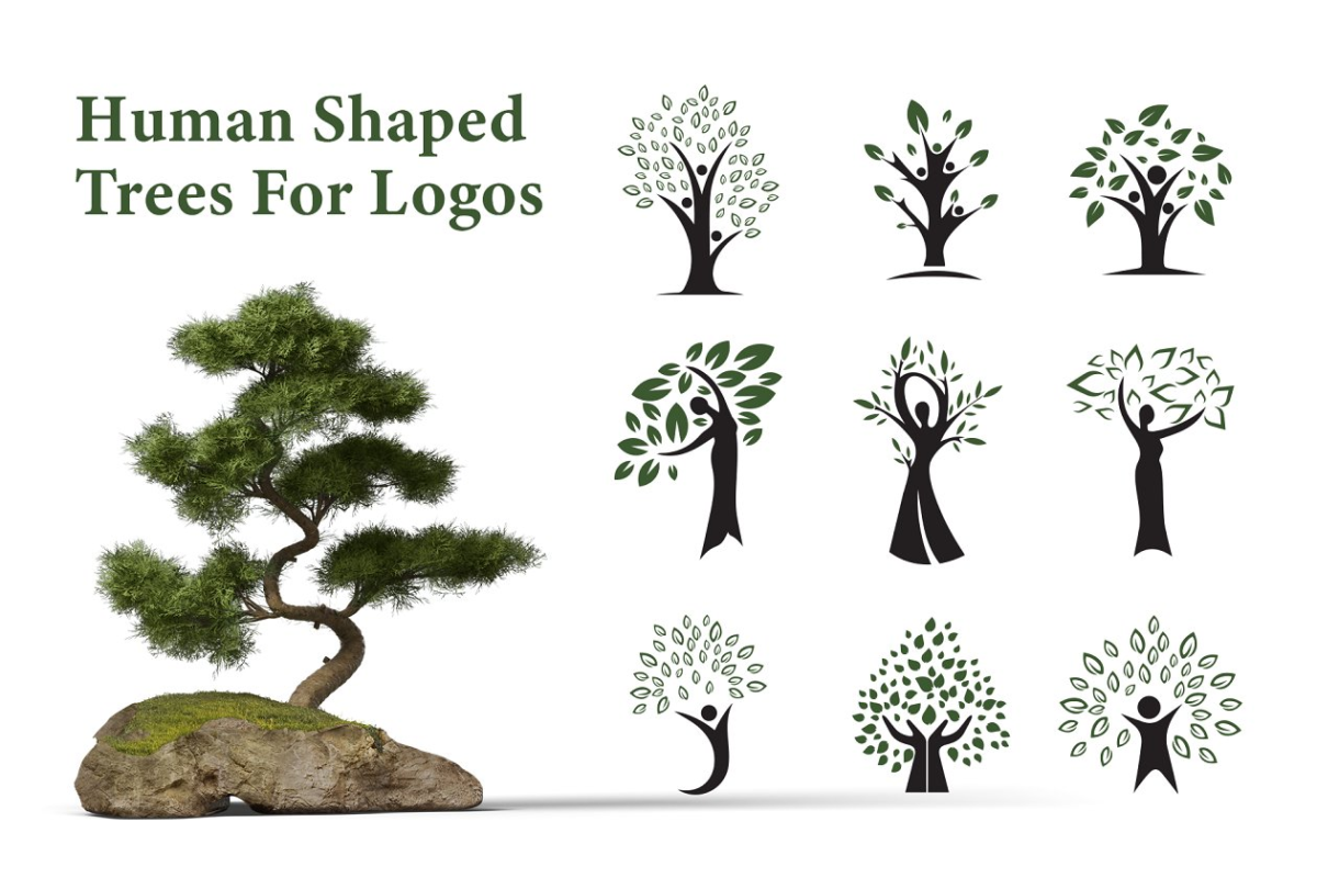 人形树logo模板 Human Shaped Trees For Logos