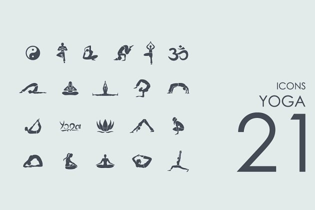 瑜伽图标素材 21 Yoga icons