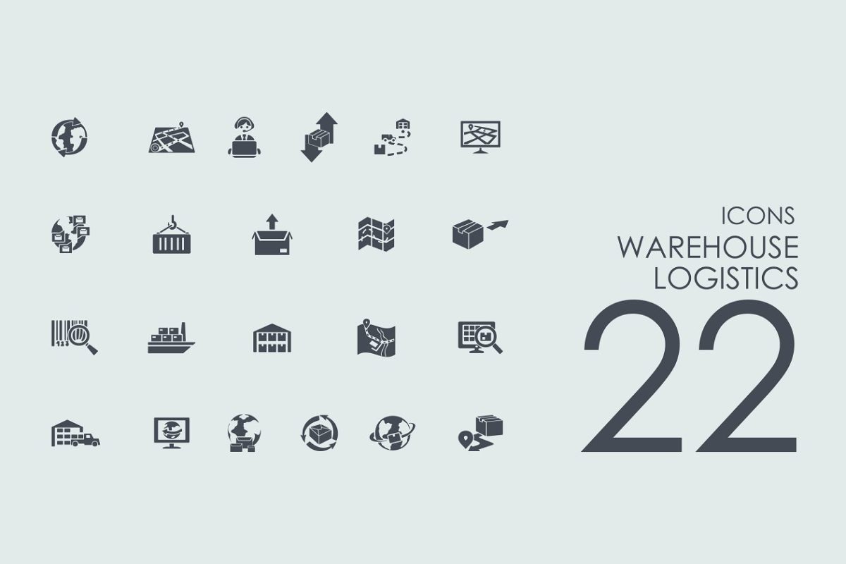 仓库物流图标素材 22 warehouse logistics icons