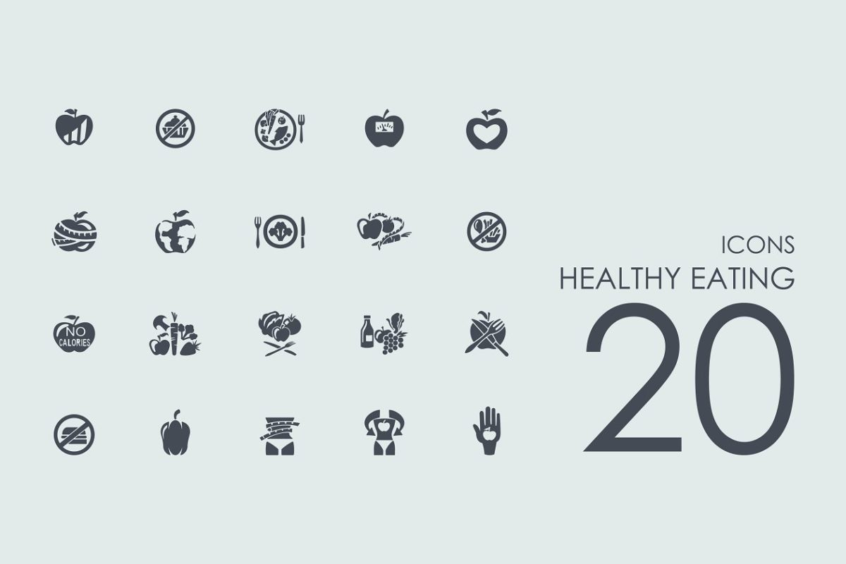 20个饮食健康图标 20 Healthy Eating icons