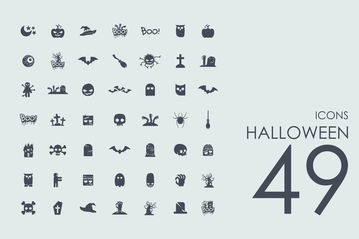 万圣节矢量元素图标 49 Halloween icons