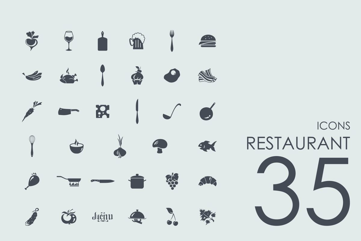 餐厅矢量图标素材 35 Restaurant icons
