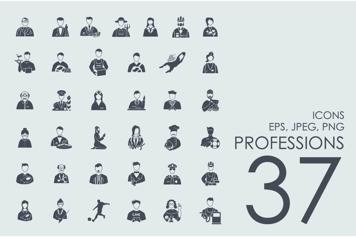 职业矢量图标集 37 professions icons