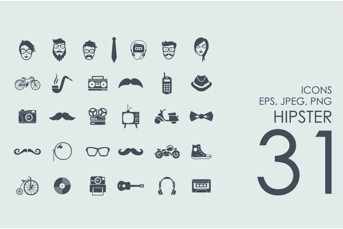 时尚潮人图标素材 31 hipster icons