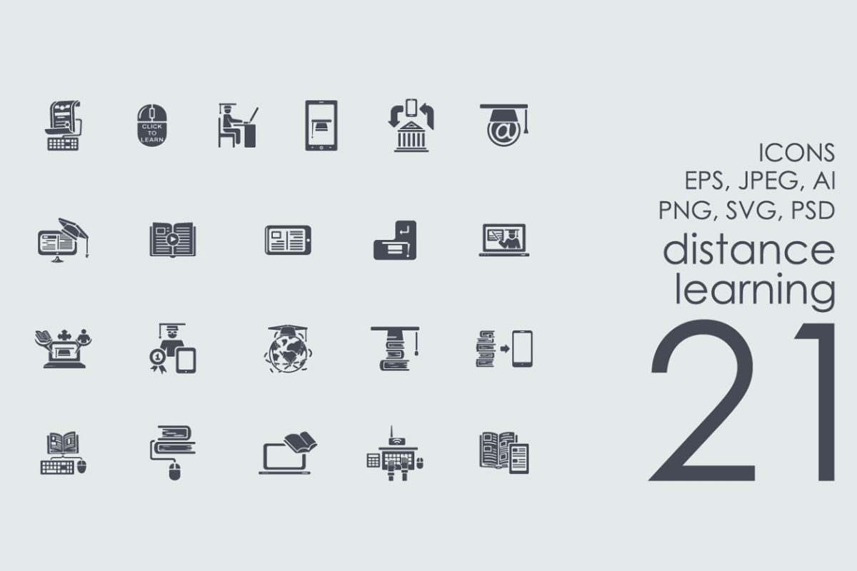 远程学校图标素材 21 distance learning icons