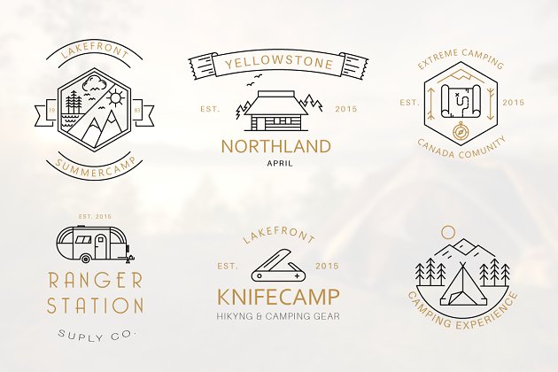 露营徽章图标下载 Iconic Camping Logo Badges
