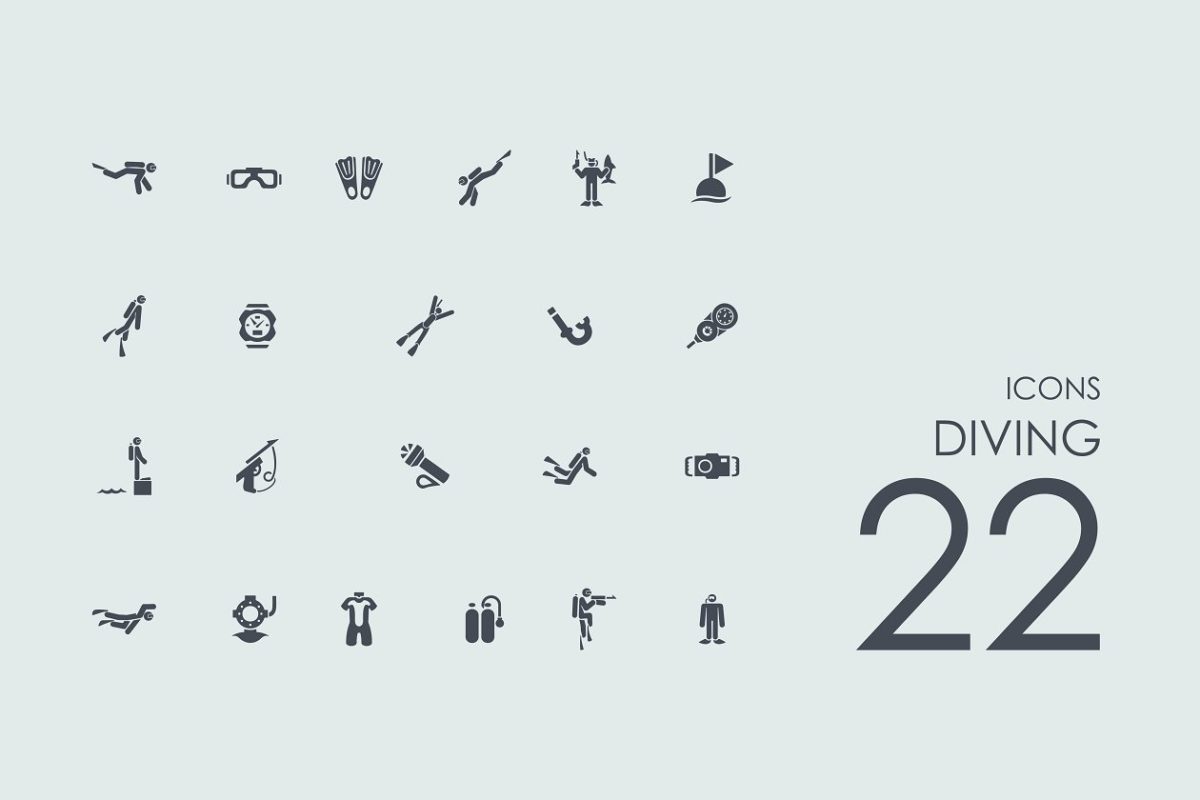 潜水矢量图标素材 22 Diving icons