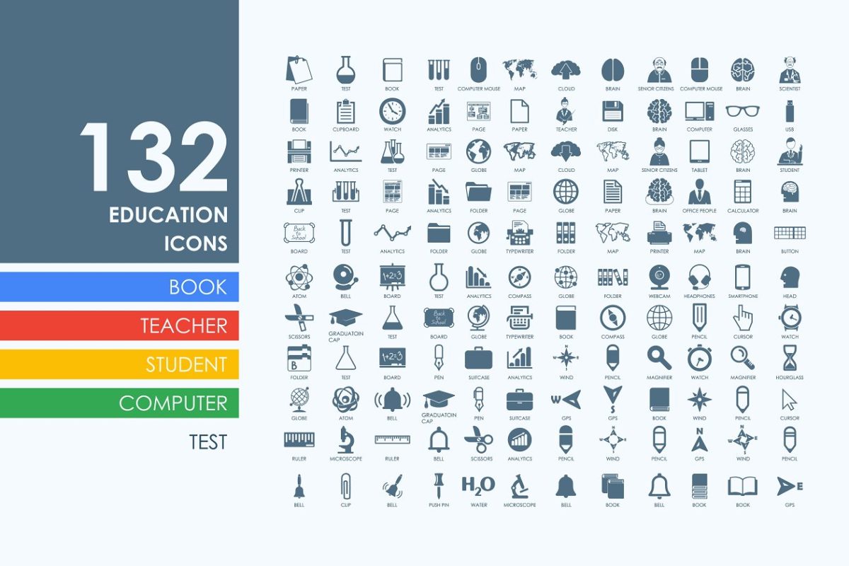教育图标素材 132 education icons