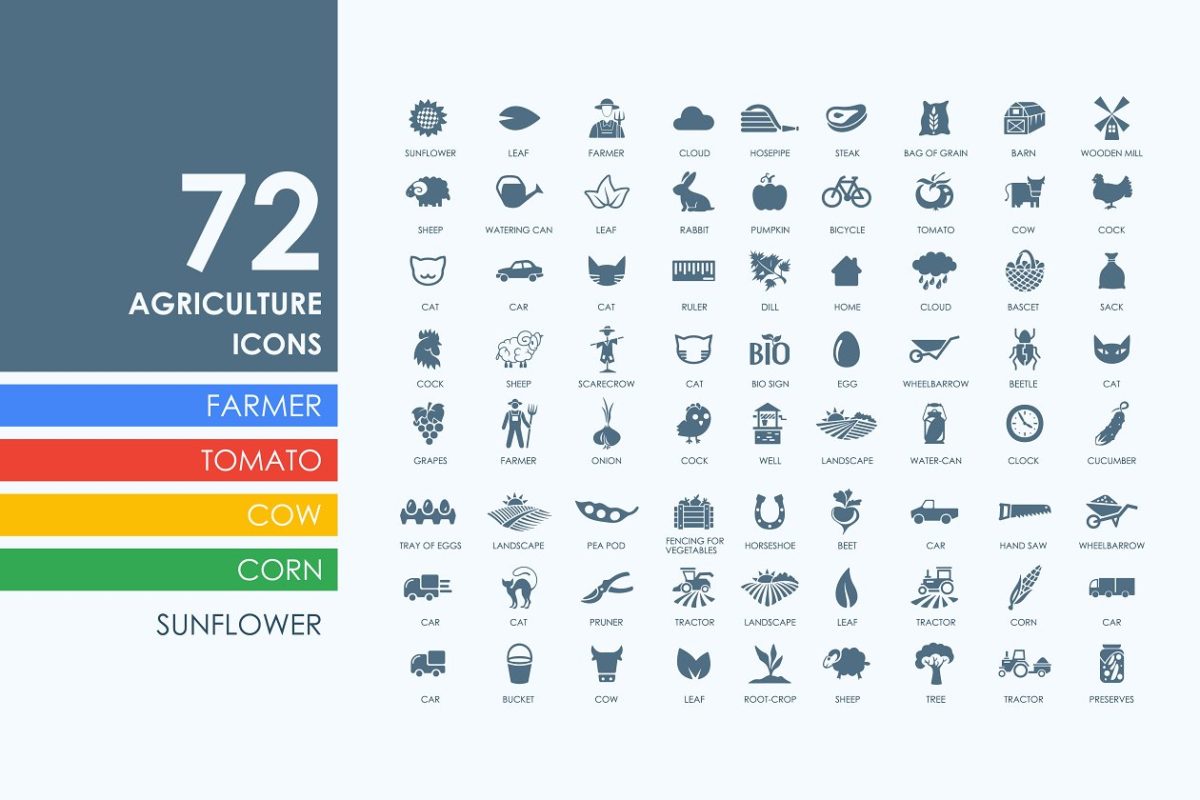 72个农业图标素材 72 agriculture icons