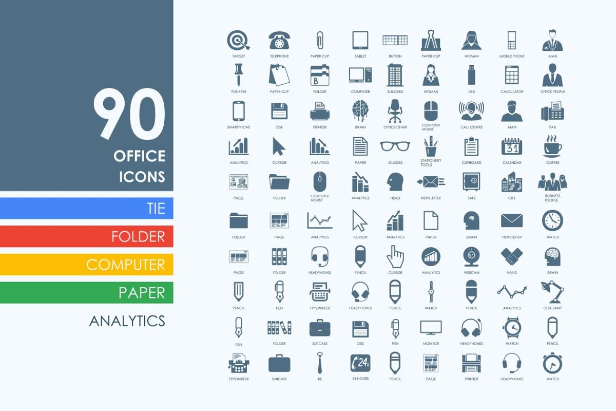 办公图标素材 90 office icons