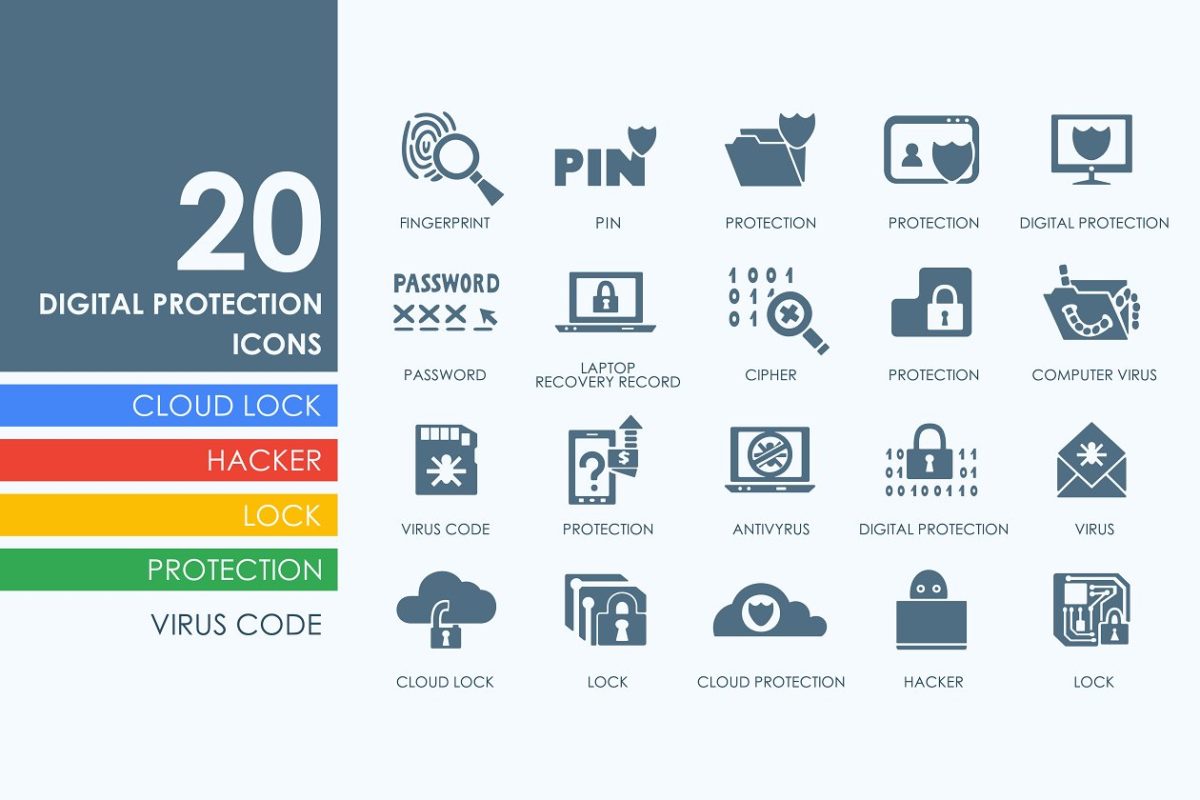 数字版权保护图标素材 20 Digital Protection icons