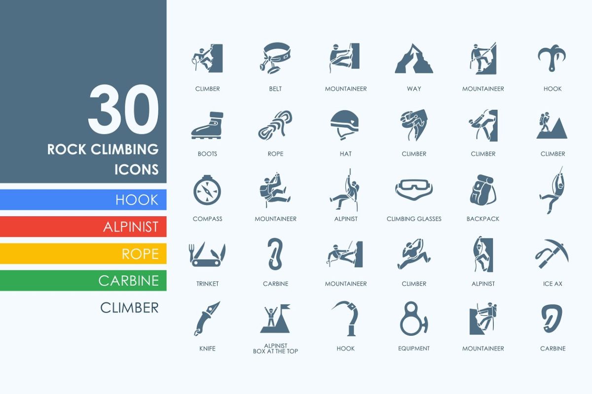 攀岩图标素材 30 rock climbing icons