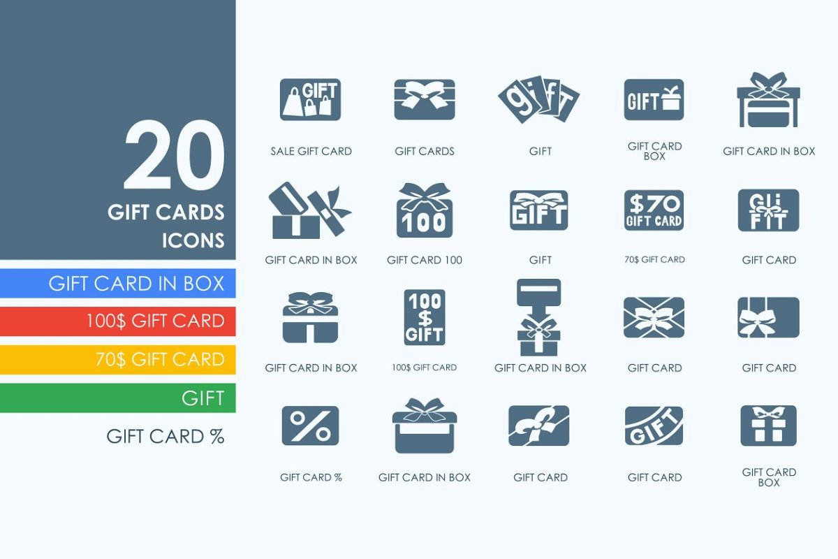 20个礼品卡图标 20 Gift Cards icons