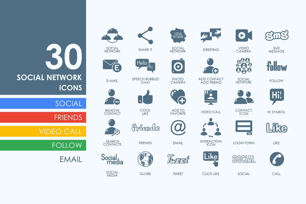 社交网络图标素材 30 social network icons