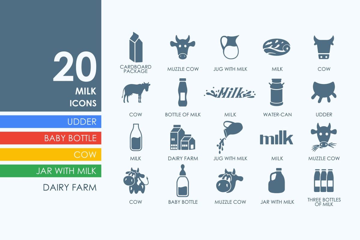 20个牛奶主题的图标 20 milk icons